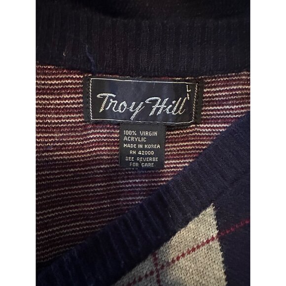 Troy Hill Argyle black gray and red sweater vest size L - Picture 3 of 7